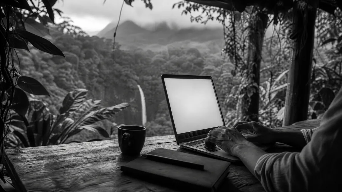 Working with AI tools in a Costa Rica rainforest setting