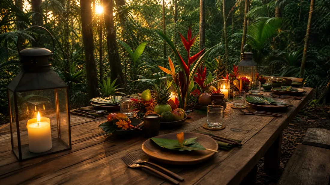A table set for a meal in the rainforest: intentional experience design