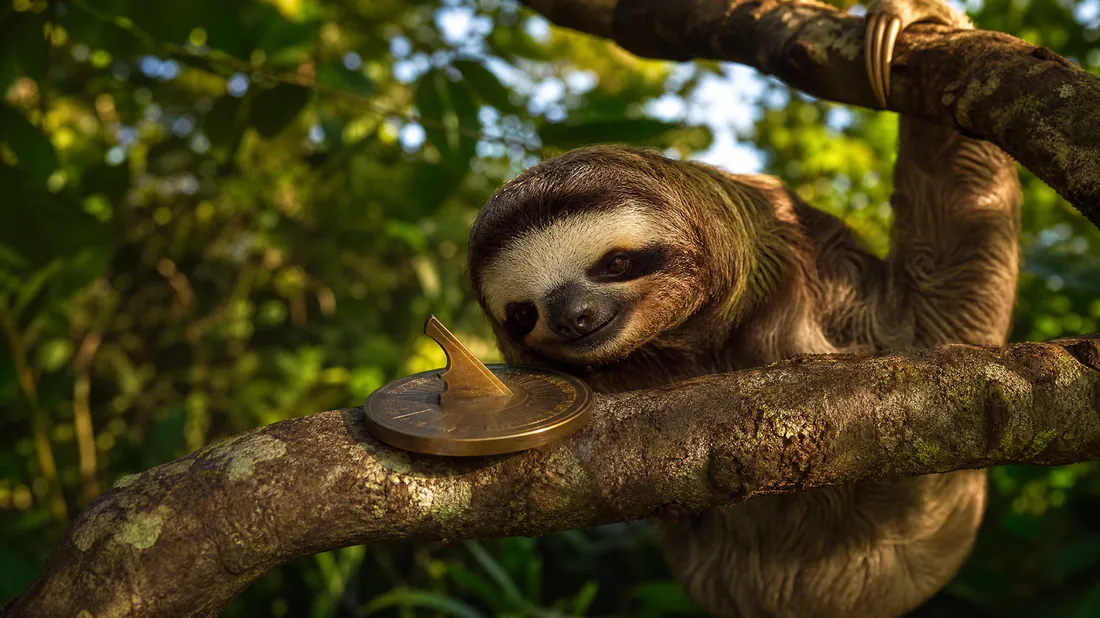 A sloth studying a sundial: intentional use of time