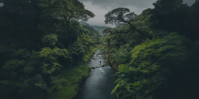 Walking on a river in Costa Rica